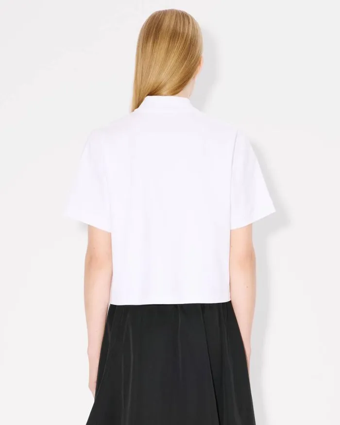 Women 039Boke Flower 20039 Embroidered Polo In Cotton White Kenzo Tshirts And Polos