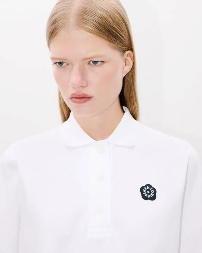Women 039Boke Flower 20039 Embroidered Polo In Cotton White Kenzo Tshirts And Polos