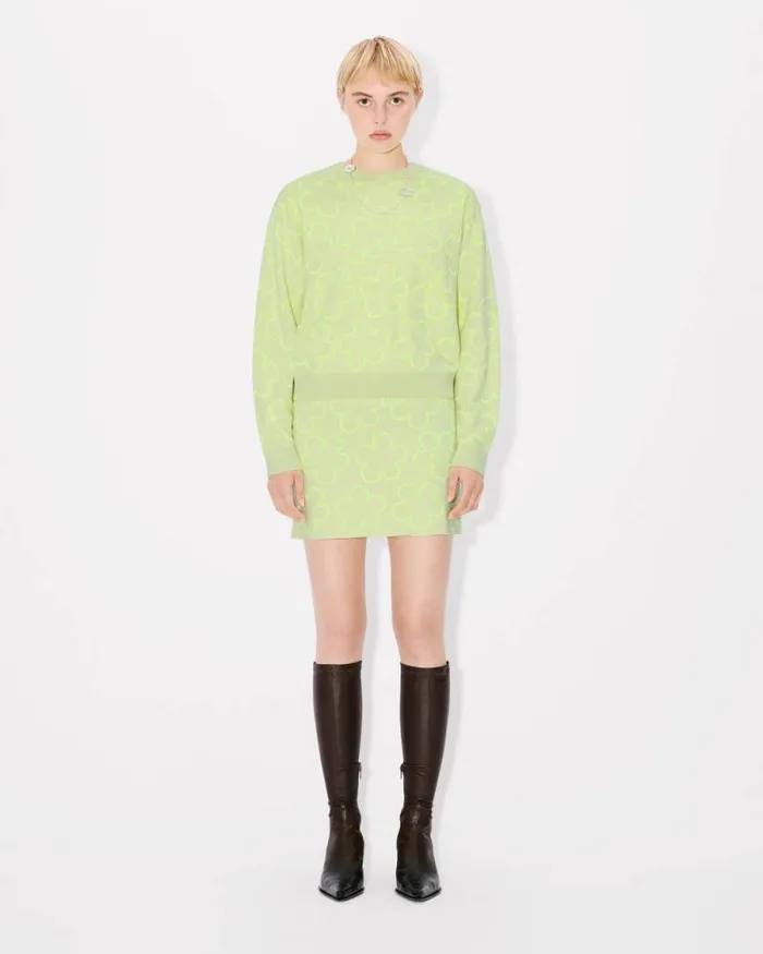 Women 039Hana Dots039 Embroidered Skirt In Wool Cotton And Viscose Lemon Kenzo Dresses And Skirts