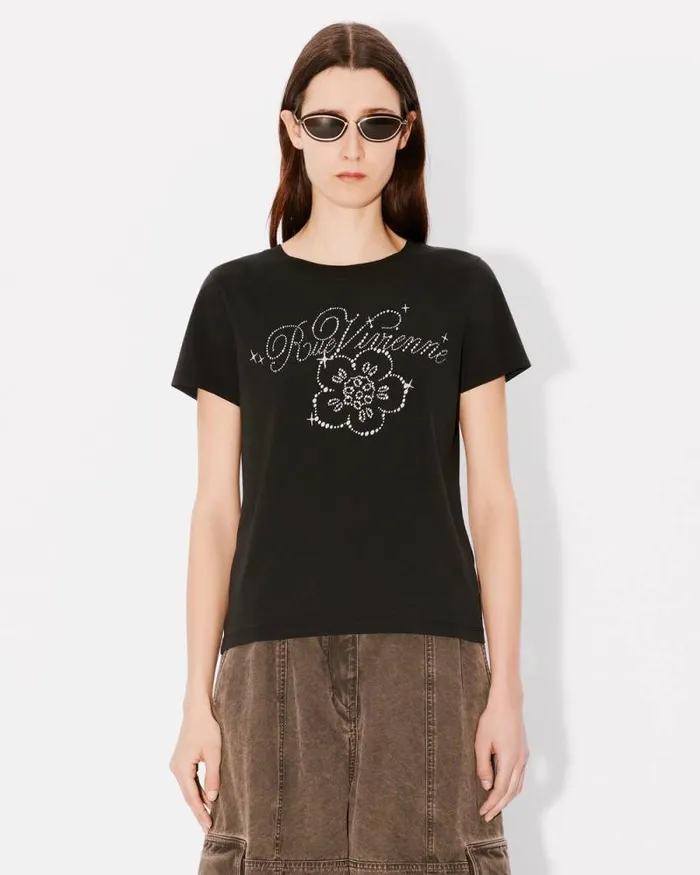 Women 039KENZO Constellation039 Tshirt In Cotton Black Kenzo Tshirts And Polos
