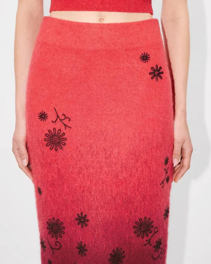 Women 039KENZO Marguerite039 Embroidered Skirt Cherry Kenzo Dresses And Skirts