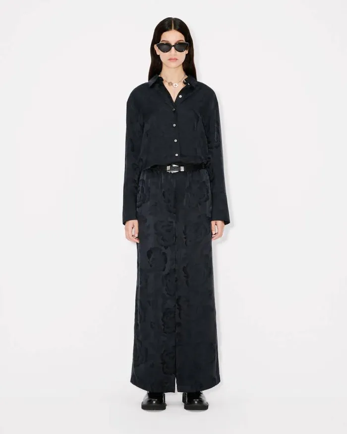 Women 039KENZO Peonies039 Shirt In Silk Viscose Black Kenzo Shirts And Tops