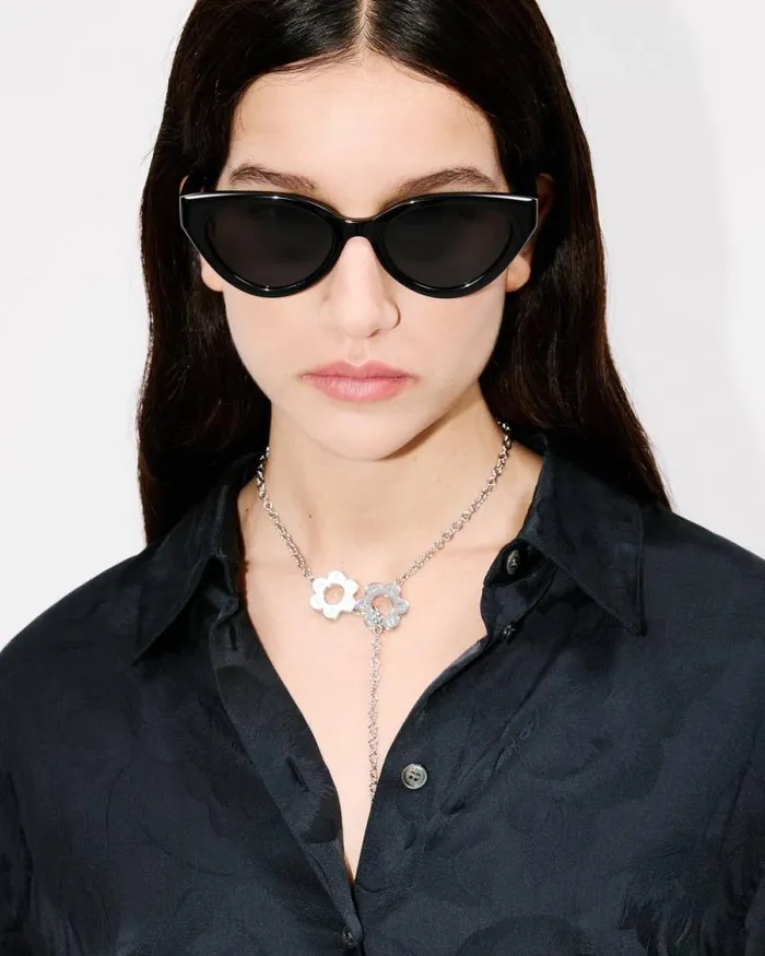 Women 039KENZO Peonies039 Shirt In Silk Viscose Black Kenzo Shirts And Tops
