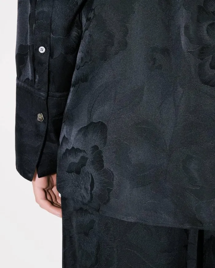 Women 039KENZO Peonies039 Shirt In Silk Viscose Black Kenzo Shirts And Tops