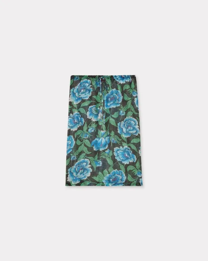 Women 039KENZO Peonies039 Skirt Black Kenzo Dresses And Skirts