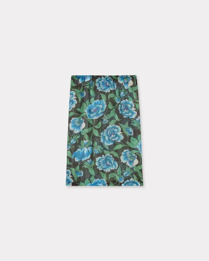 Women 039KENZO Peonies039 Skirt Black Kenzo Dresses And Skirts