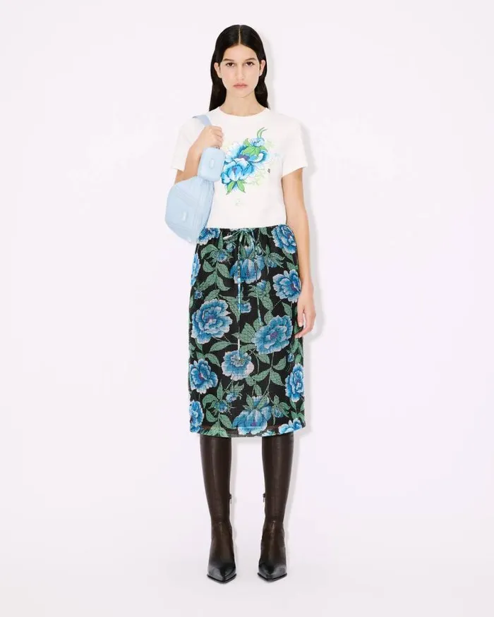 Women 039KENZO Peonies039 Skirt Black Kenzo Dresses And Skirts