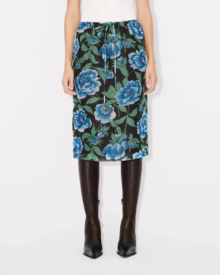 Women 039KENZO Peonies039 Skirt Black Kenzo Dresses And Skirts