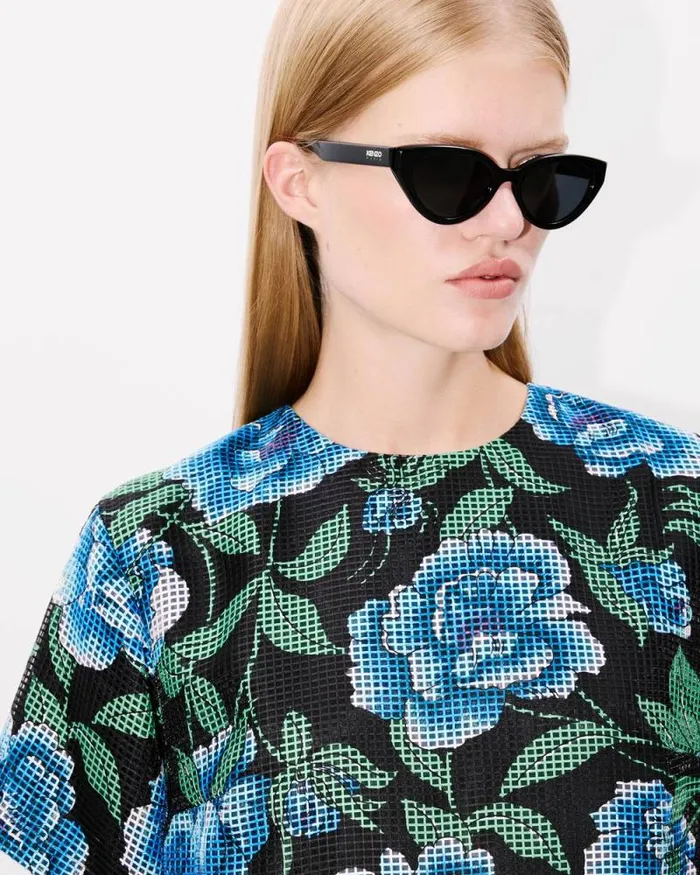 Women 039KENZO Peonies039 Tshirt Dress Black Kenzo Dresses And Skirts