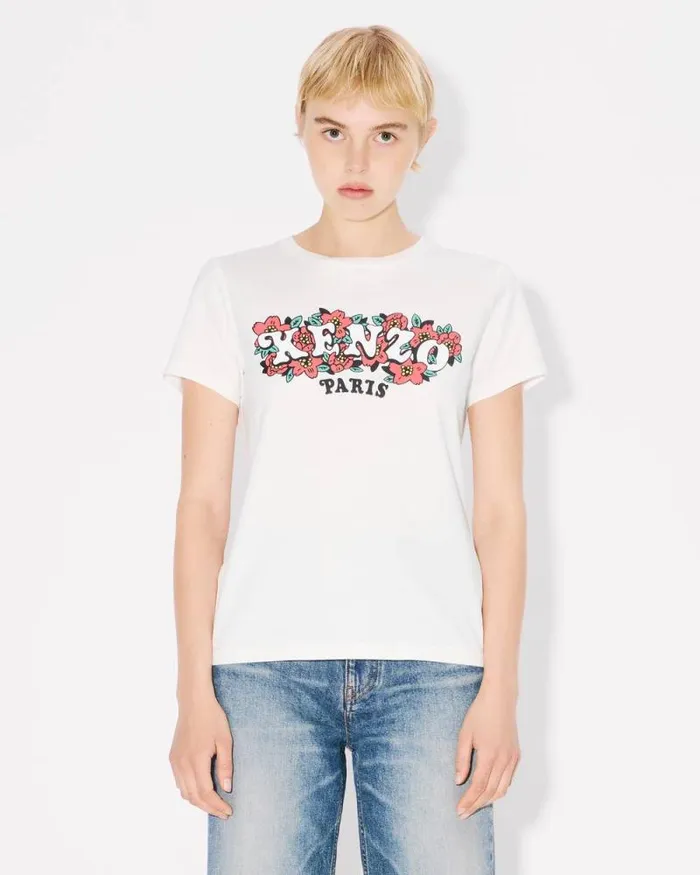 Women 039KENZO VERDY MARKET039 Cotton Tshirt Off White Kenzo Tshirts And Polos