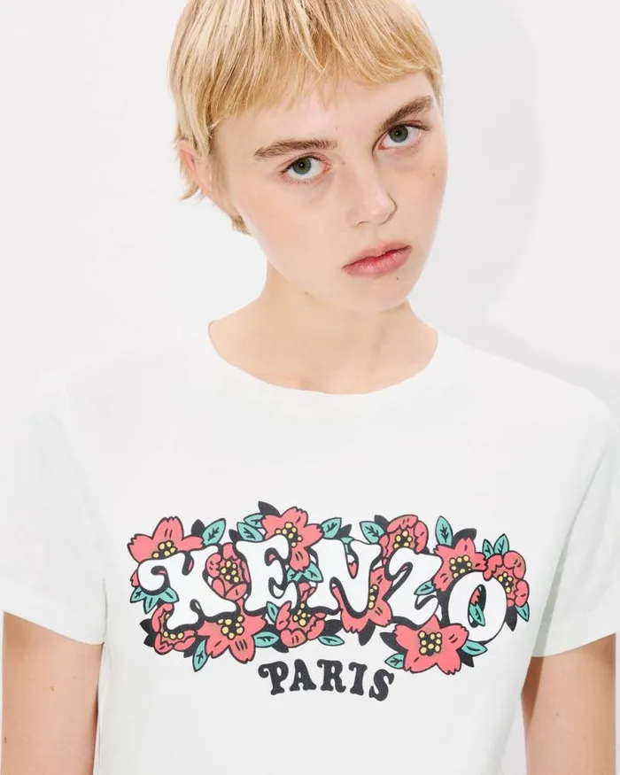 Women 039KENZO VERDY MARKET039 Cotton Tshirt Off White Kenzo Tshirts And Polos