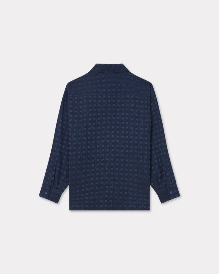 Women 039KENZO Weave039 Dropped Shoulders Shirt Midnight Blue Kenzo Shirts And Tops