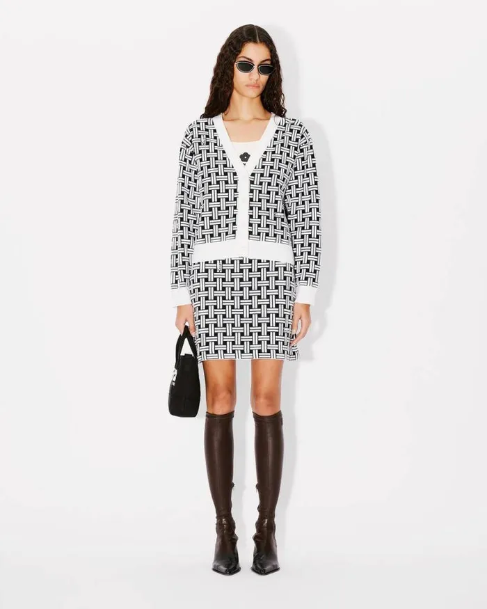Women 039KENZO Weave039 Jacquard Skirt In Cotton And Wool Off White Kenzo Dresses And Skirts