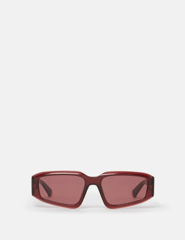 Women Abstract Rectangle Sunglasses Glossy Dark Wine And Gold Stella McCartney Sunglasses