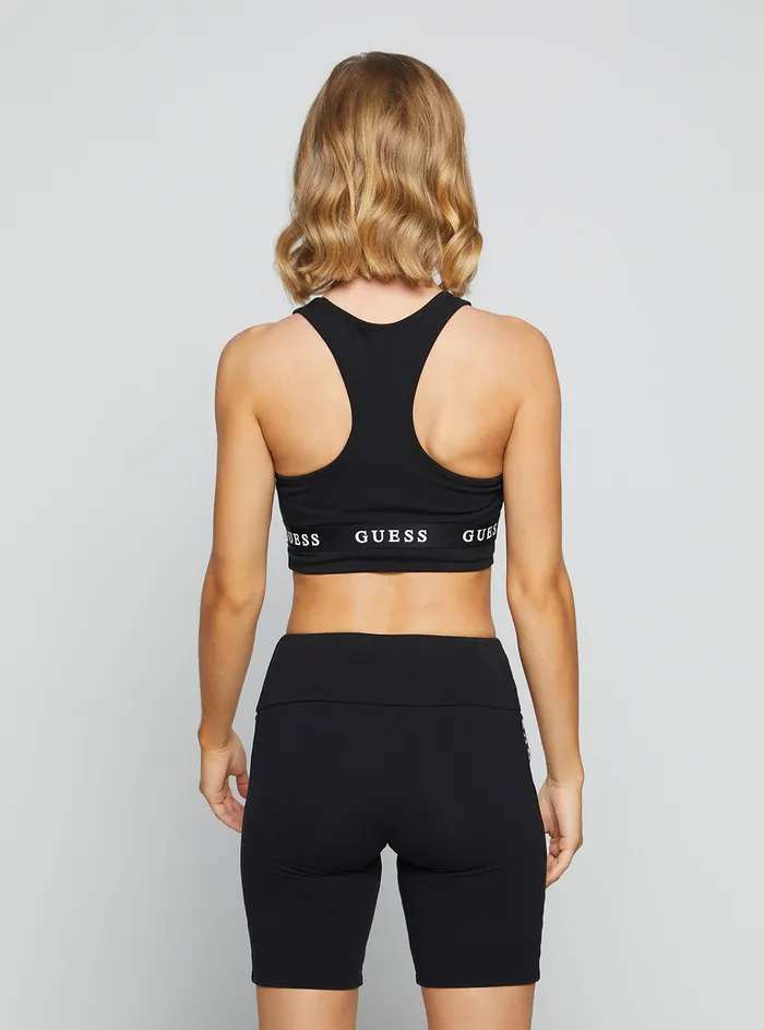 Women Activewear GUESS Eco Black Aline Active Logo Crop Top Women Activewear GUESS Eco Black Aline Active Logo Crop Top
