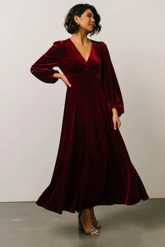 Women Adelita Velvet Maxi Dress Merlot Baltic Born Maxi Dresses Women Adelita Velvet Maxi Dress Merlot Baltic Born Maxi Dresses