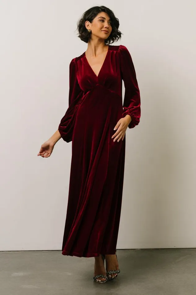 Women Adelita Velvet Maxi Dress Merlot Baltic Born Maxi Dresses Women Adelita Velvet Maxi Dress Merlot Baltic Born Maxi Dresses