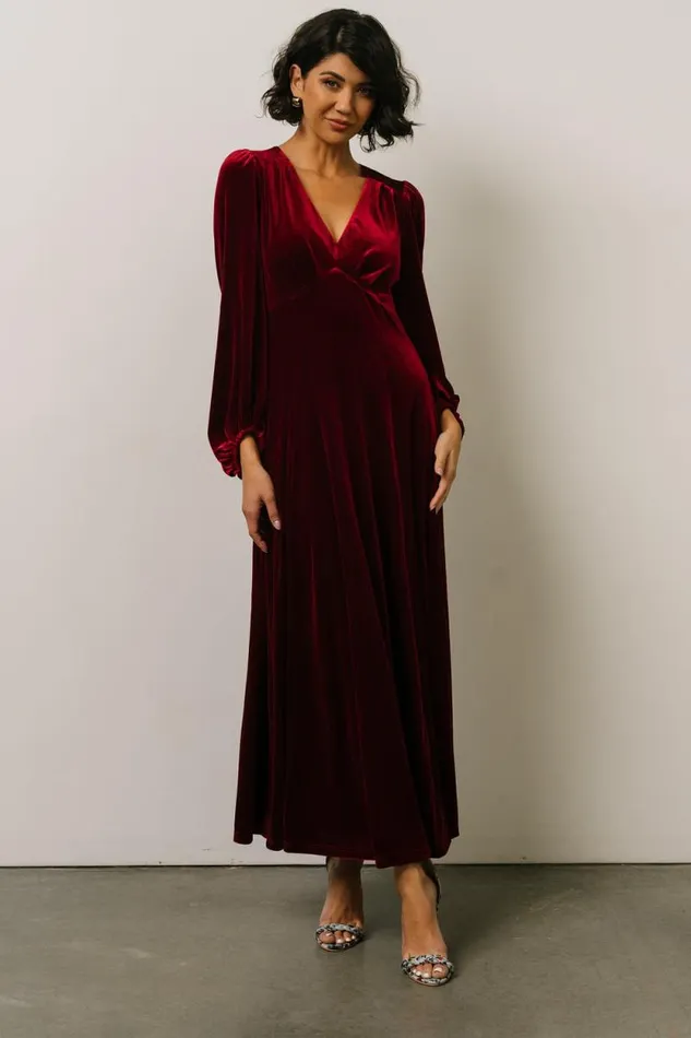 Women Adelita Velvet Maxi Dress Merlot Baltic Born Maxi Dresses Women Adelita Velvet Maxi Dress Merlot Baltic Born Maxi Dresses