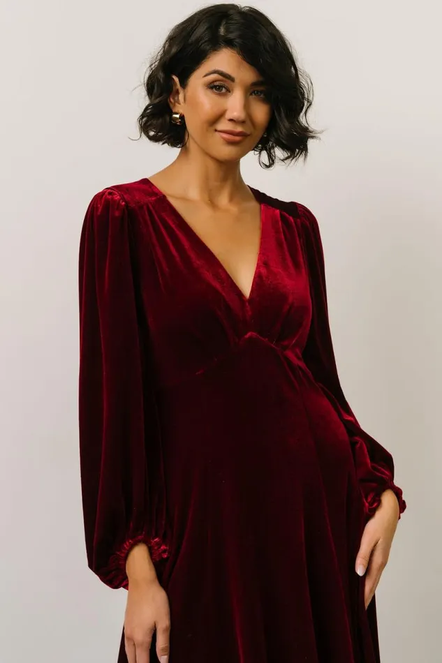 Women Adelita Velvet Maxi Dress Merlot Baltic Born Maxi Dresses Women Adelita Velvet Maxi Dress Merlot Baltic Born Maxi Dresses