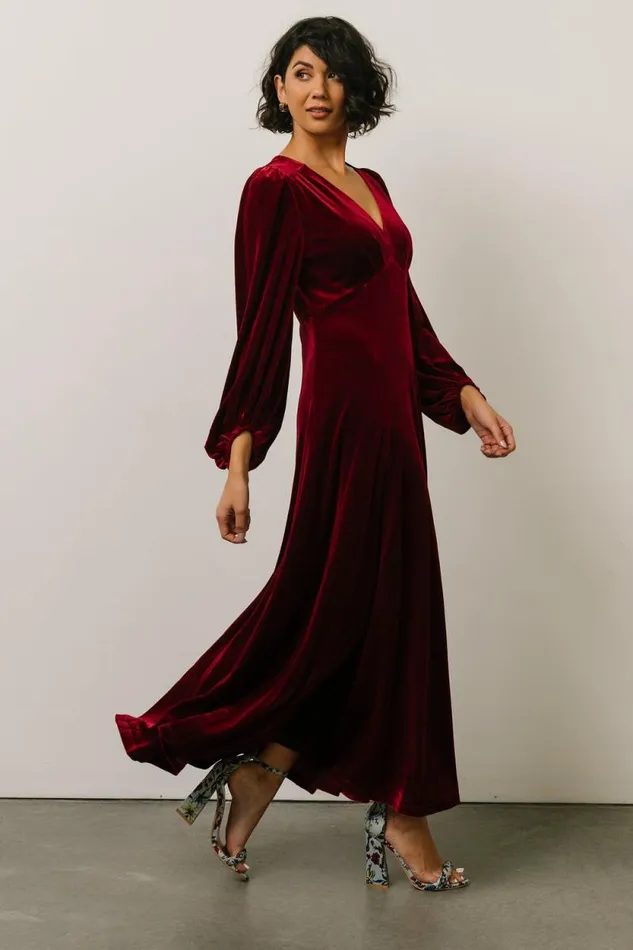 Women Adelita Velvet Maxi Dress Merlot Baltic Born Maxi Dresses Women Adelita Velvet Maxi Dress Merlot Baltic Born Maxi Dresses