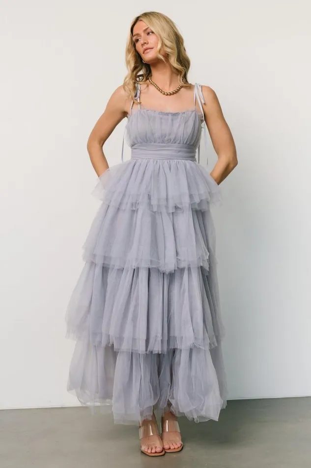 Women Alora Tulle Tiered Maxi Dress Dusty Slate Baltic Born Tulle Styles Women Alora Tulle Tiered Maxi Dress Dusty Slate Baltic Born Tulle Styles