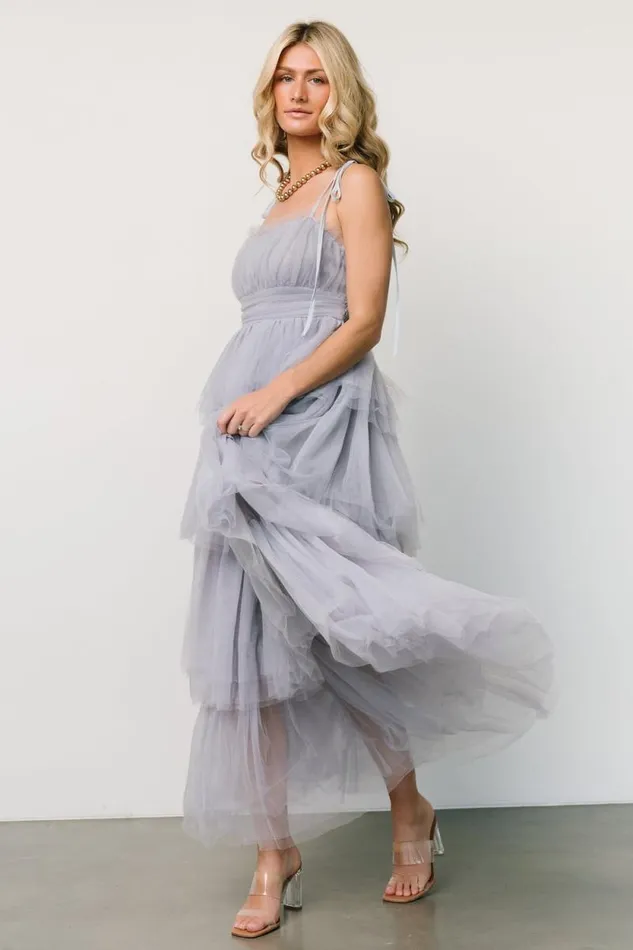 Women Alora Tulle Tiered Maxi Dress Dusty Slate Baltic Born Tulle Styles Women Alora Tulle Tiered Maxi Dress Dusty Slate Baltic Born Tulle Styles
