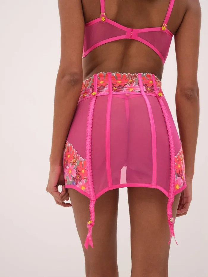 Women Anemone Floral Garter Skirt Pink For Love and Lemons Lingerie