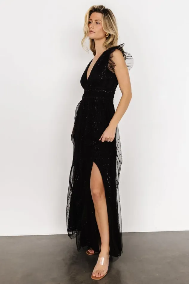 Women Annika Sequin Mesh Maxi Dress Black Baltic Born Embellished and Sequined