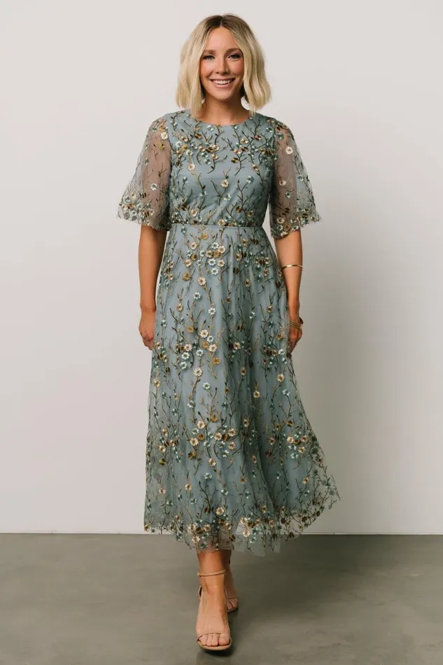 Women Arabella Embroidered Tulle Maxi Dress Dusty Blue Floral Baltic Born Tulle Styles Women Arabella Embroidered Tulle Maxi Dress Dusty Blue Floral Baltic Born Tulle Styles