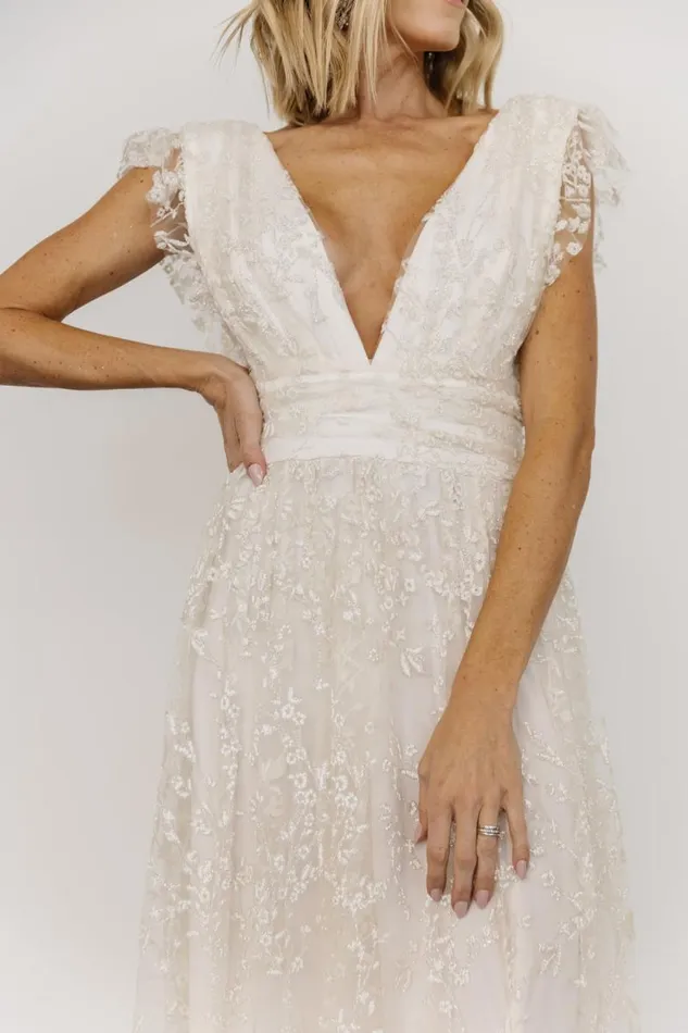 Women Arlene Shimmer Gown Ivory Baltic Born Embellished and Sequined Women Arlene Shimmer Gown Ivory Baltic Born Embellished and Sequined