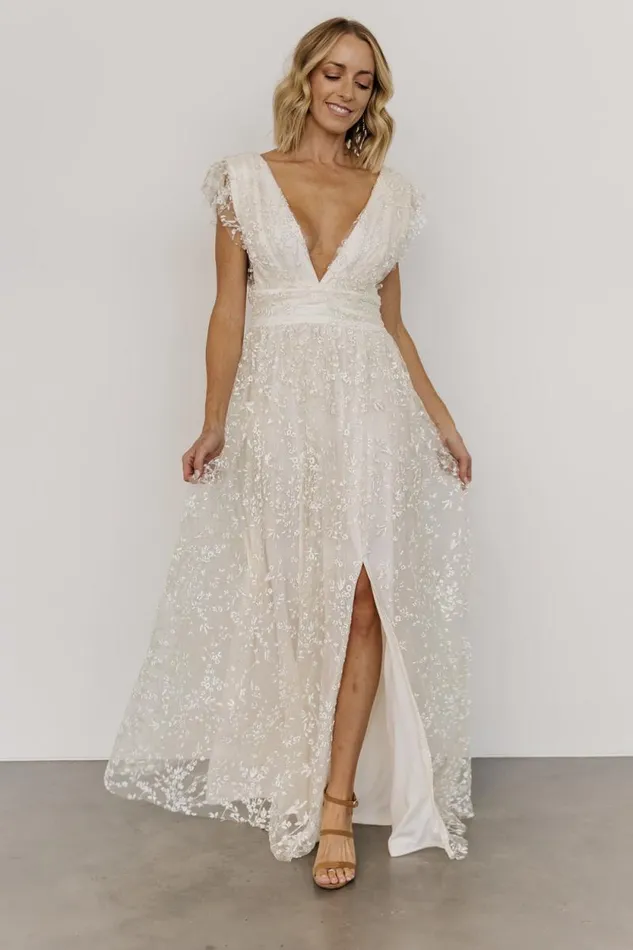 Women Arlene Shimmer Gown Ivory Baltic Born Embellished and Sequined Women Arlene Shimmer Gown Ivory Baltic Born Embellished and Sequined