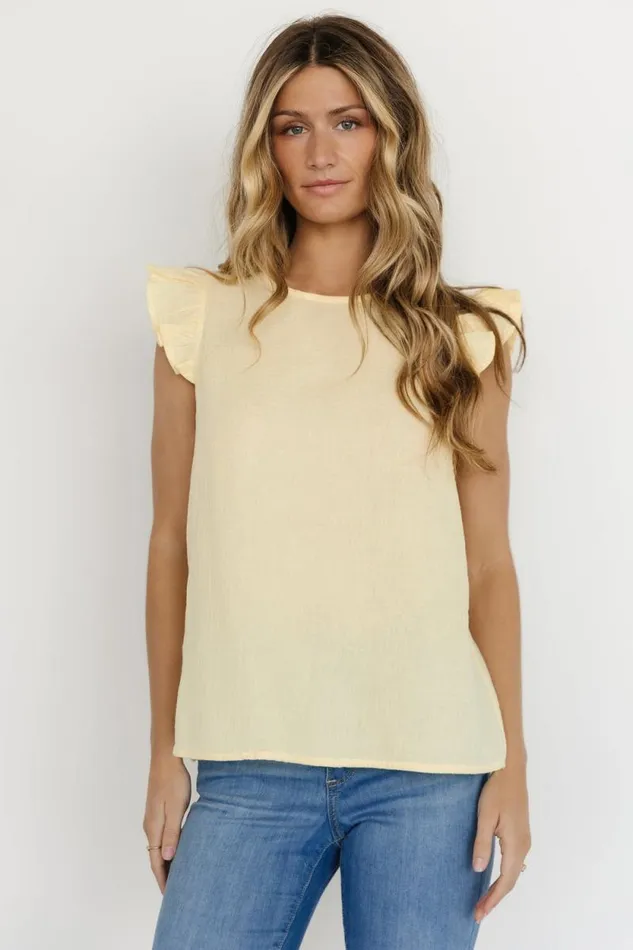 Women Arlowe Ruffle Top Yellow Baltic Born Blouses and Shirts