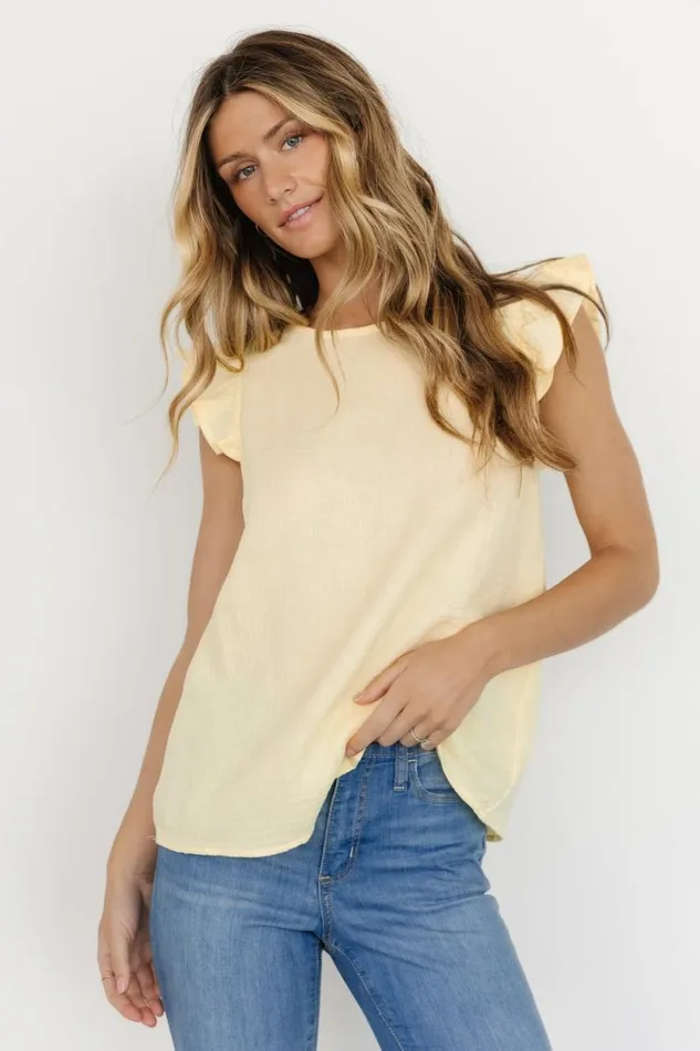 Women Arlowe Ruffle Top Yellow Baltic Born Blouses and Shirts