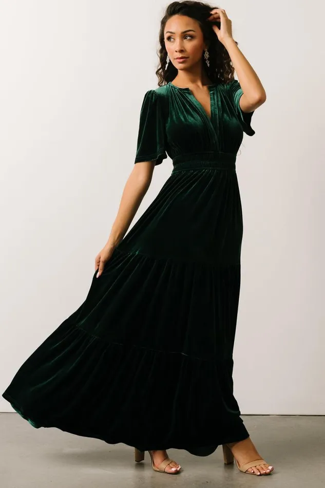 Women Artemis Velvet Maxi Dress Emerald Baltic Born Bump Friendly Women Artemis Velvet Maxi Dress Emerald Baltic Born Bump Friendly