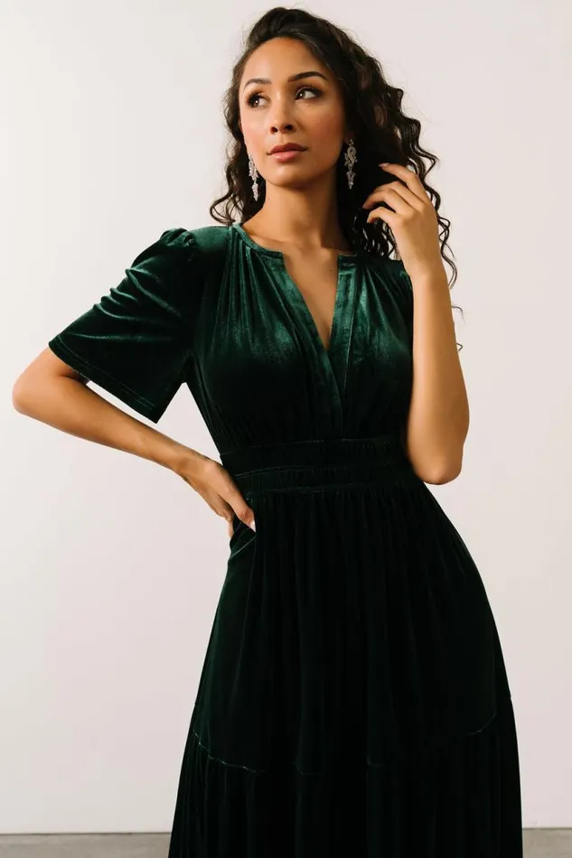 Women Artemis Velvet Maxi Dress Emerald Baltic Born Bump Friendly Women Artemis Velvet Maxi Dress Emerald Baltic Born Bump Friendly
