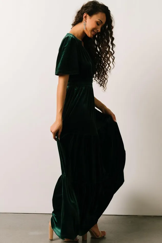 Women Artemis Velvet Maxi Dress Emerald Baltic Born Bump Friendly Women Artemis Velvet Maxi Dress Emerald Baltic Born Bump Friendly