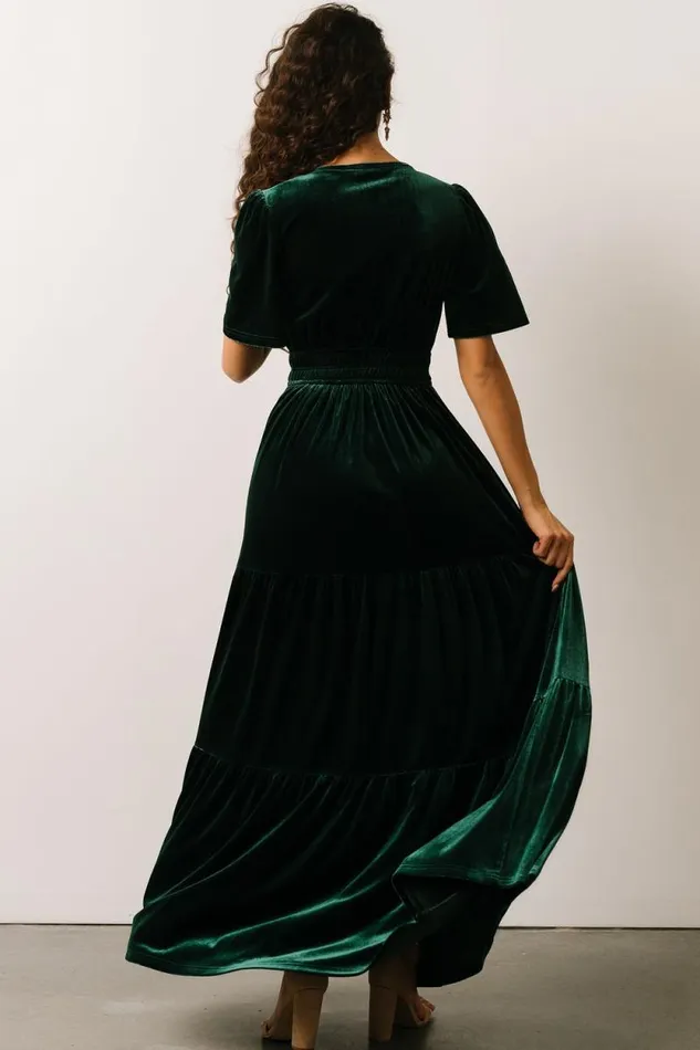 Women Artemis Velvet Maxi Dress Emerald Baltic Born Bump Friendly Women Artemis Velvet Maxi Dress Emerald Baltic Born Bump Friendly