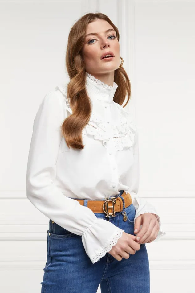 Women Audley Lace Blouse White Holland Cooper Shirts and Blouses