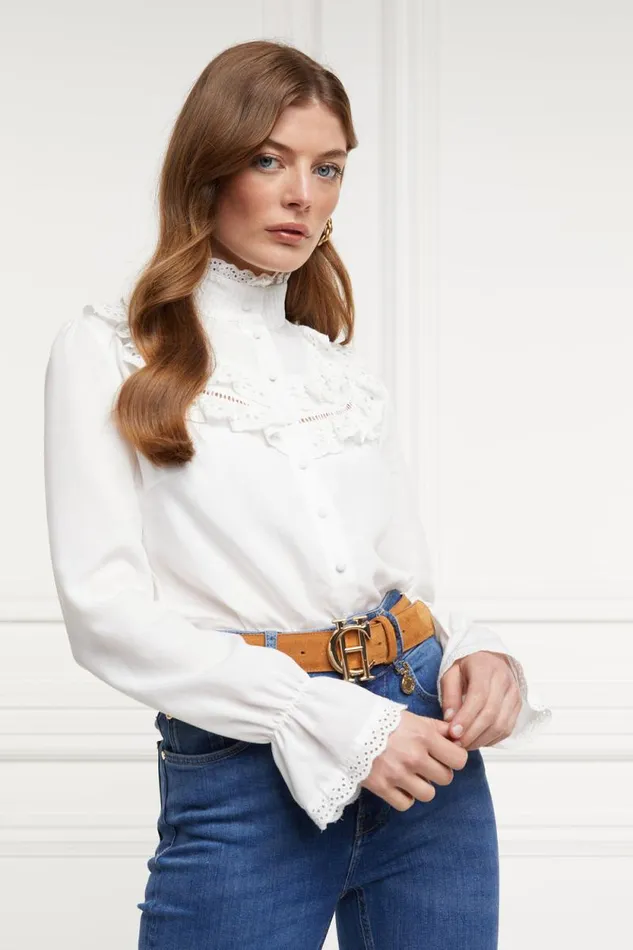 Women Audley Lace Blouse White Holland Cooper Shirts and Blouses