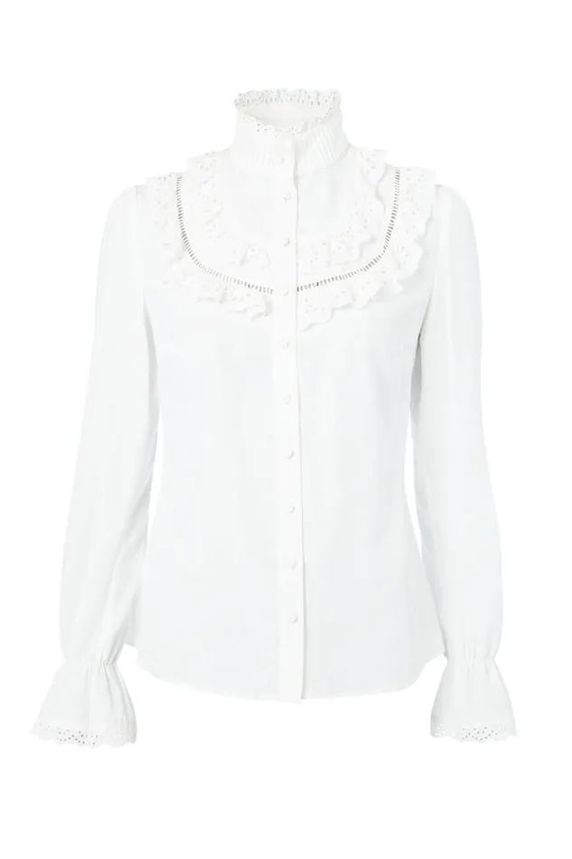 Women Audley Lace Blouse White Holland Cooper Shirts and Blouses