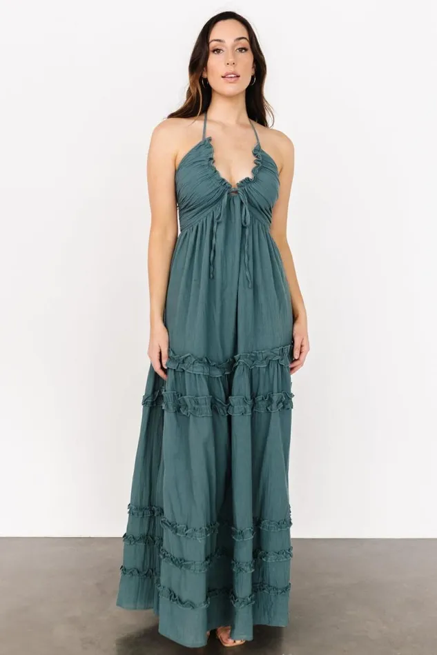 Women Augusta Halter Neck Maxi Dress Dusty Jade Baltic Born Maxi Dresses