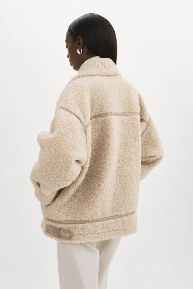 Women BADU Oversized Faux Shearling Jacket Beige LAMARQUE Sherpa Women BADU Oversized Faux Shearling Jacket Beige LAMARQUE Sherpa