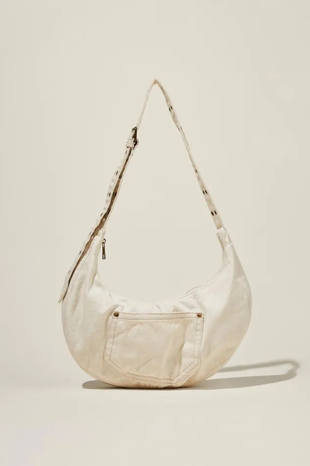 Women Bags and Belts Cotton On Bowie Crescent Cross Body Bag Chalk Denim