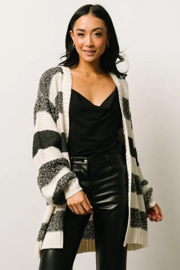 Women Banff Stripe Cardigan Black Ivory Baltic Born Cardigans