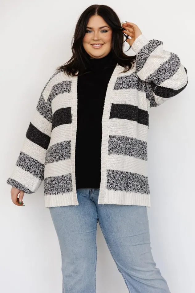 Women Banff Stripe Cardigan Black Ivory Baltic Born Cardigans