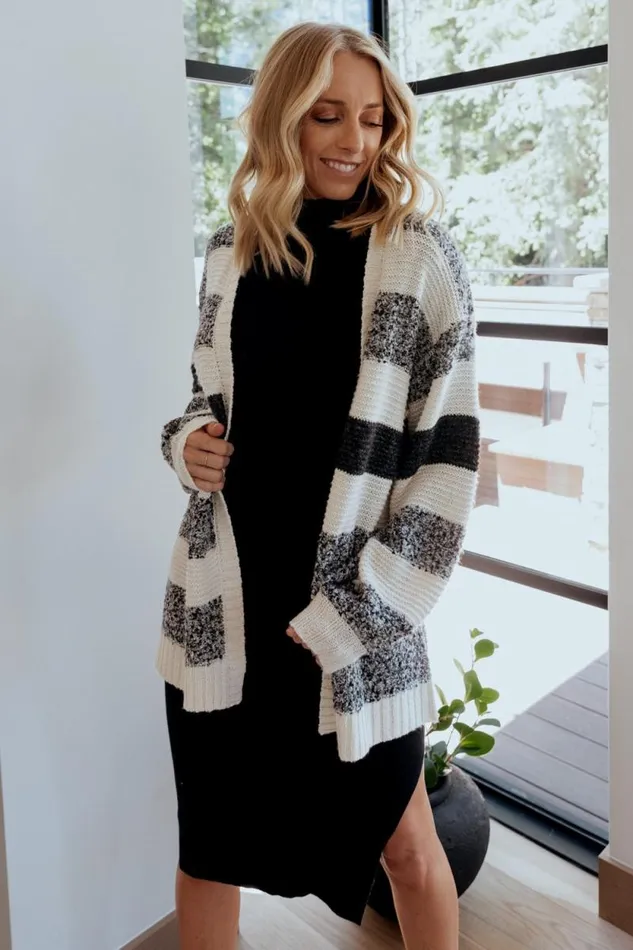 Women Banff Stripe Cardigan Black Ivory Baltic Born Cardigans
