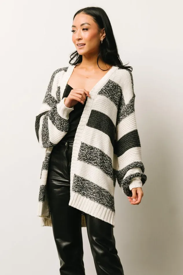Women Banff Stripe Cardigan Black Ivory Baltic Born Cardigans