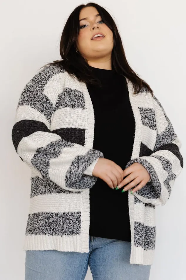Women Banff Stripe Cardigan Black Ivory Baltic Born Cardigans