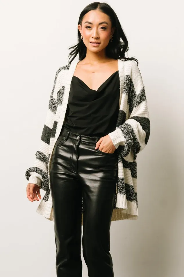 Women Banff Stripe Cardigan Black Ivory Baltic Born Cardigans