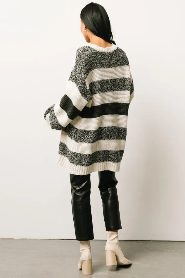 Women Banff Stripe Cardigan Black Ivory Baltic Born Cardigans